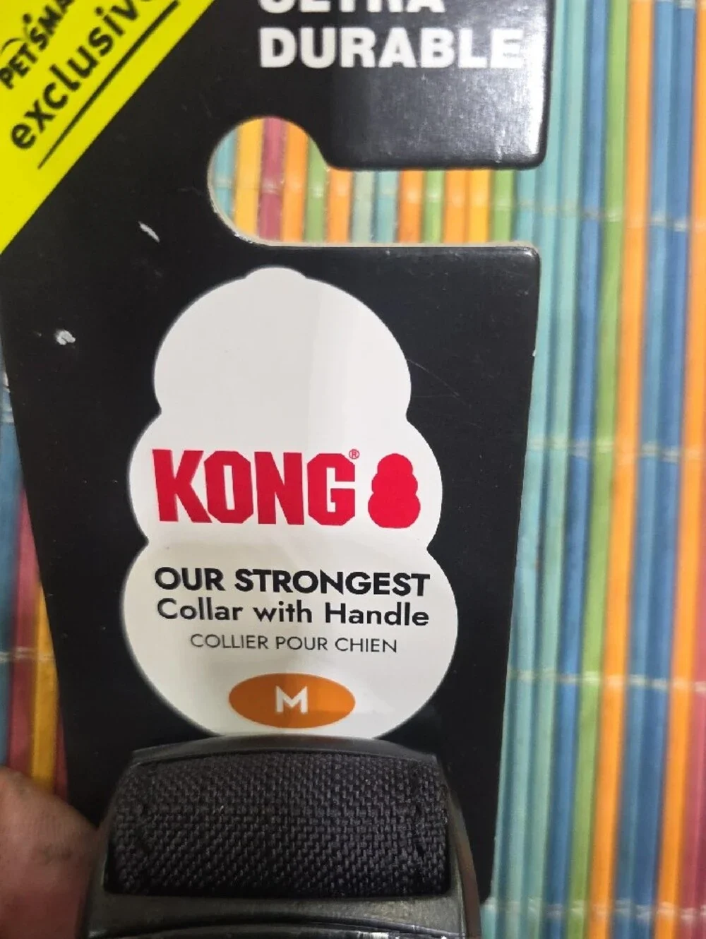 Kong Black Adjustable Nylon Dog Collar with Metal D-Ring Handle For Control Nwt